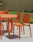 Set of Four Blue Heavy Duty Plastic Outdoor Stacking Dining Chairs