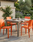 Set of Four Blue Heavy Duty Plastic Outdoor Stacking Dining Chairs