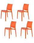 Set of Four Blue Heavy Duty Plastic Outdoor Stacking Dining Chairs