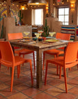 Set of Four Blue Heavy Duty Plastic Outdoor Stacking Dining Chairs