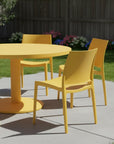 Set of Four Blue Heavy Duty Plastic Outdoor Stacking Dining Chairs