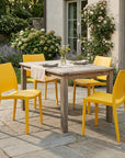 Set of Four Blue Heavy Duty Plastic Outdoor Stacking Dining Chairs