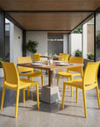 Set of Four Blue Heavy Duty Plastic Outdoor Stacking Dining Chairs