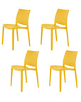 Set of Four Blue Heavy Duty Plastic Outdoor Stacking Dining Chairs