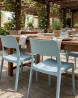Set of Two Baby Blue Heavy Duty Plastic Outdoor Stacking Accent Chairs