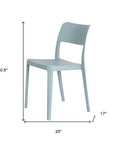 Set of Two Baby Blue Heavy Duty Plastic Outdoor Stacking Accent Chairs
