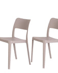 Set of Two Taupe Heavy Duty Plastic Outdoor Stacking Accent Chairs