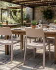 Set of Two Taupe Heavy Duty Plastic Outdoor Stacking Accent Chairs