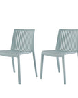 Set of Two Baby Blue Heavy Duty Plastic Outdoor Stacking Dining Chairs