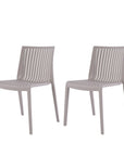 Set of Two Taupe Heavy Duty Plastic Outdoor Stacking Dining Chairs