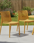Set of Two Taupe Heavy Duty Plastic Outdoor Stacking Dining Chairs