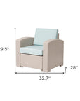 33" Gray Heavy Duty Plastic Outdoor Club Chair With Blue Cushion