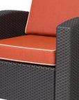 33" Black Heavy Duty Plastic Outdoor Club Chair With Red Cushion