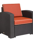 33" Black Heavy Duty Plastic Outdoor Club Chair With Red Cushion
