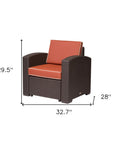 33" Black Heavy Duty Plastic Outdoor Club Chair With Red Cushion