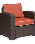 33" Black Heavy Duty Plastic Outdoor Club Chair With Red Cushion