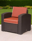 33" Black Heavy Duty Plastic Outdoor Club Chair With Red Cushion