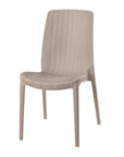 Set of Four Taupe Heavy Duty Plastic Outdoor Stacking Dining Chairs