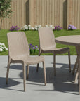 Set of Four Taupe Heavy Duty Plastic Outdoor Stacking Dining Chairs