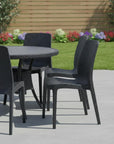 Set of Four Black Heavy Duty Plastic Outdoor Stacking Dining Chairs