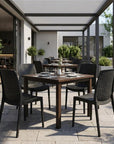 Set of Four Black Heavy Duty Plastic Outdoor Stacking Dining Chairs