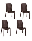 Set of Four Black Heavy Duty Plastic Outdoor Stacking Dining Chairs