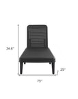 75" Black Heavy Duty Plastic Outdoor Stacking Chaise Lounge