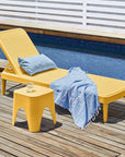 75" Black Heavy Duty Plastic Outdoor Stacking Chaise Lounge