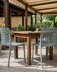 Set of Two Baby Blue Heavy Duty Plastic Outdoor Stacking Dining Chairs