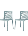 Set of Two Baby Blue Heavy Duty Plastic Outdoor Stacking Dining Chairs