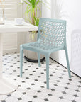 Set of Two Baby Blue Heavy Duty Plastic Outdoor Stacking Dining Chairs