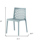 Set of Two Baby Blue Heavy Duty Plastic Outdoor Stacking Dining Chairs