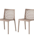 Set of Two Gray Heavy Duty Plastic Outdoor Stacking Dining Chairs