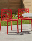 Set of Two Gray Heavy Duty Plastic Outdoor Stacking Dining Chairs