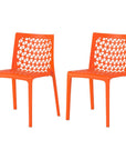 Set of Two Gray Heavy Duty Plastic Outdoor Stacking Dining Chairs