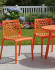 Set of Two Gray Heavy Duty Plastic Outdoor Stacking Dining Chairs