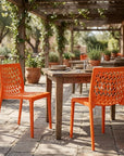 Set of Two Gray Heavy Duty Plastic Outdoor Stacking Dining Chairs