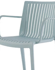 Set of Two Baby Blue Heavy Duty Plastic Outdoor Stacking Arm Chairs