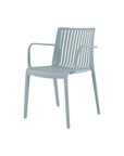 Set of Two Baby Blue Heavy Duty Plastic Outdoor Stacking Arm Chairs