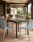 Set of Two Baby Blue Heavy Duty Plastic Outdoor Stacking Arm Chairs