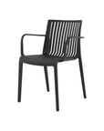 Set of Two Taupe Heavy Duty Plastic Outdoor Stacking Arm Chairs