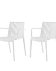 Set of Two Taupe Heavy Duty Plastic Outdoor Stacking Arm Chairs