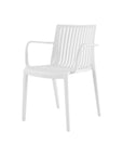 Set of Two Taupe Heavy Duty Plastic Outdoor Stacking Arm Chairs