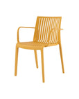 Set of Two Taupe Heavy Duty Plastic Outdoor Stacking Arm Chairs