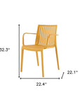 Set of Two Taupe Heavy Duty Plastic Outdoor Stacking Arm Chairs