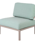 31" Gray Heavy Duty Plastic Outdoor Armchair With Sea Green Cushion