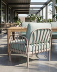 31" Gray Heavy Duty Plastic Outdoor Armchair With Sea Green Cushion