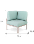 31" Sea Green Heavy Duty Plastic Outdoor Modular with Sea Green Cushion