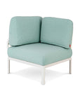 31" White Heavy Duty Plastic Outdoor Modular with Sea Green Cushion