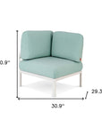 31" White Heavy Duty Plastic Outdoor Modular with Sea Green Cushion